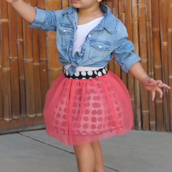 L GRAYE reversible skirt polka dot/pink tulle 2/4 - Picture 1 of 5